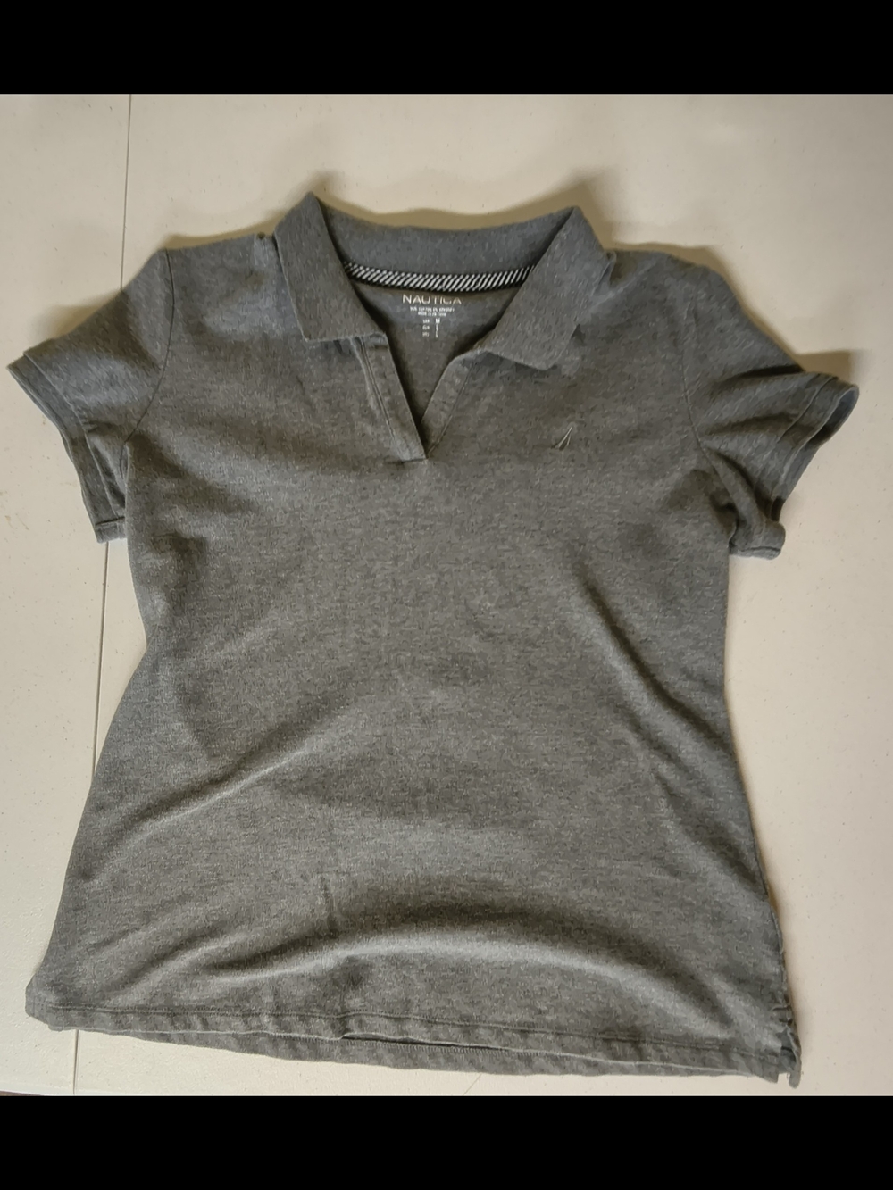 Nautica Women's Gray Short Sleeve Polo Shirt